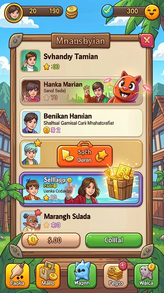 Fitur sosial untuk berinteraksi dengan pemain lain.