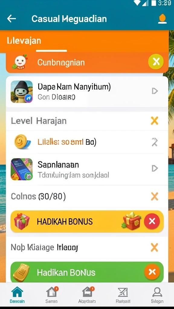 Berbagai permainan yang tersedia untuk dipilih.